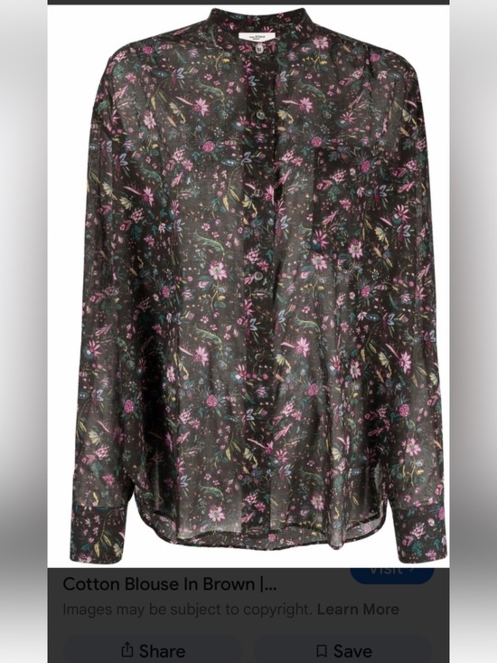 Isabel Marant Etoile Mexika Blouse Brown Floral FR 40 US 8